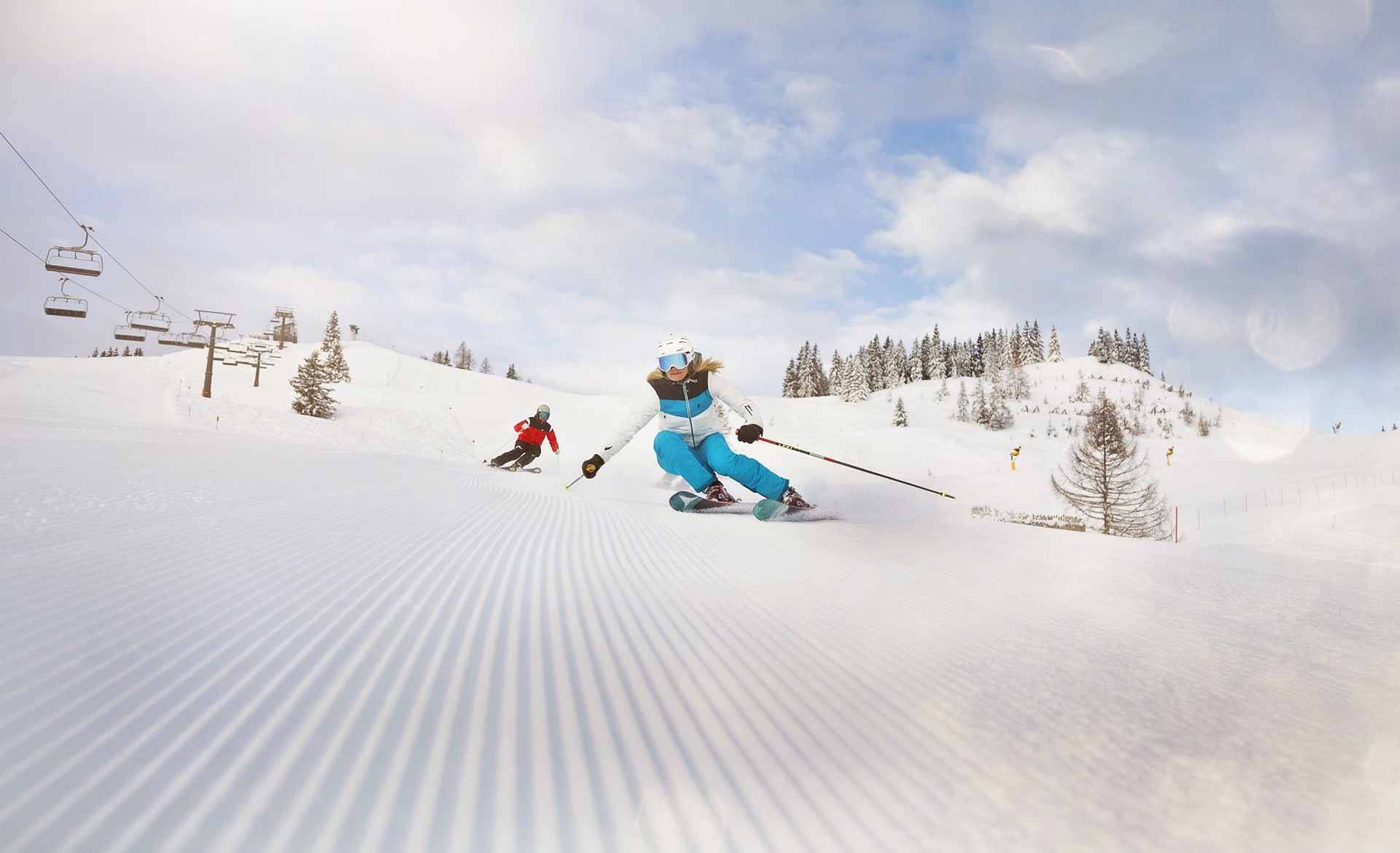 Skifahren bei Top-Pisten-Verhältnissen