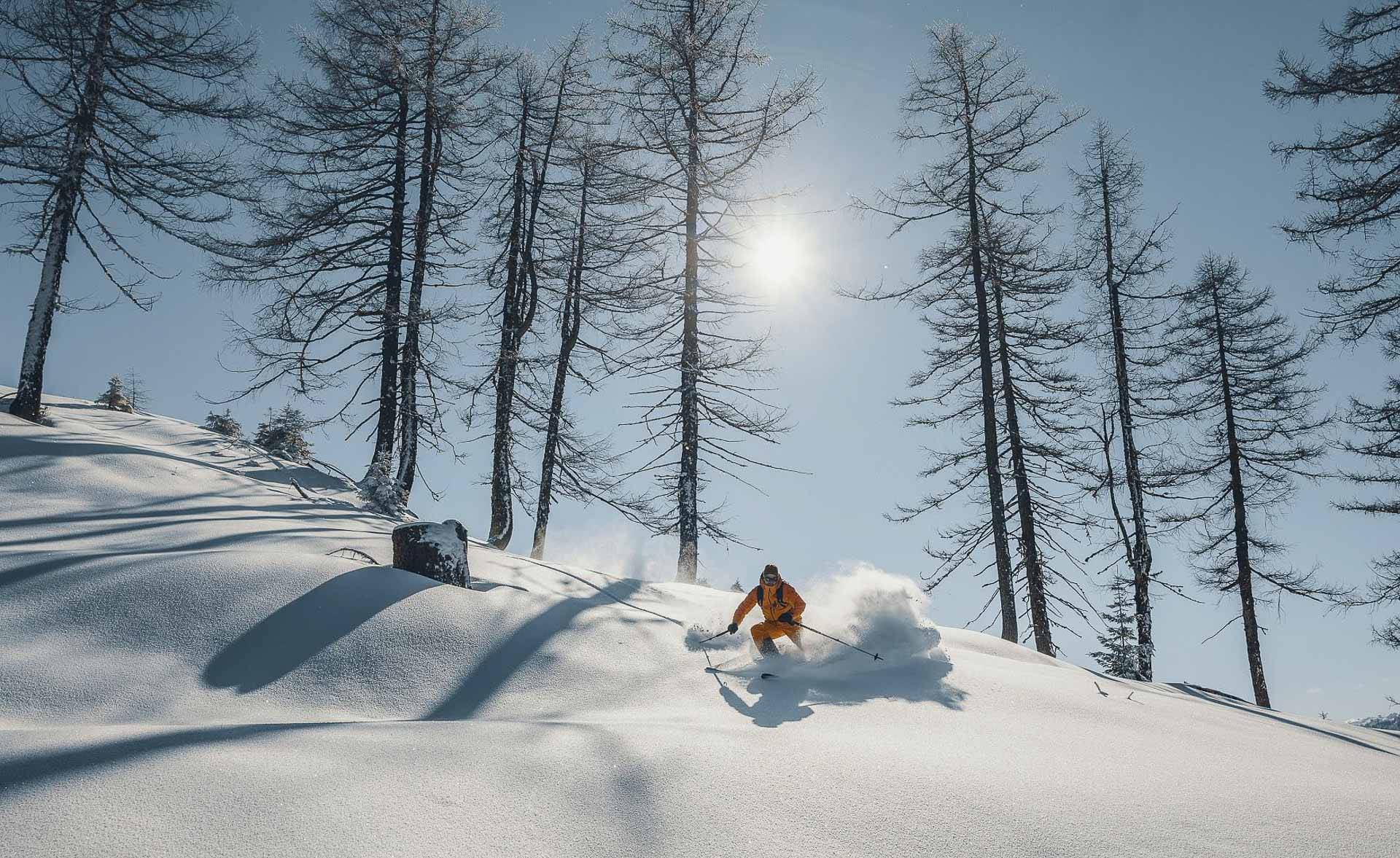 Skitour-Abfahrt im Powder